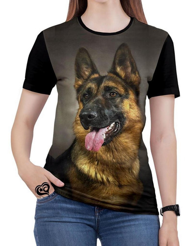 Camiseta Pastor Alemão Feminina Blusa Cachorro Cão Animal