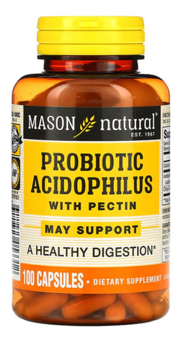 Probiótico Acidophilus Con Pectina, 100 Cáp Mason Natural 