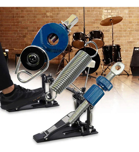 Kit De Pedal De Pie De Bombo De Metal Resorte Y Tensor Azul