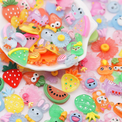 Slime Charms Cute Set - Abalorios De Frutas Surtidas, Carame