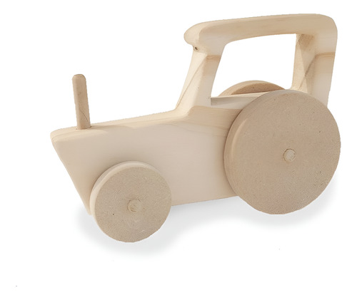 Tractor Con Ventana Juguete De Madera Niños Set X 25- Bc Tractor Marrón Claro