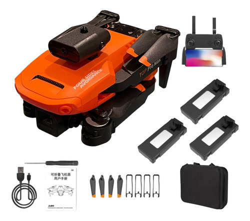 Mini Drone Plegable Doble Camara 4k Fpv Gps Wifi 1 Bateria Color Naranja
