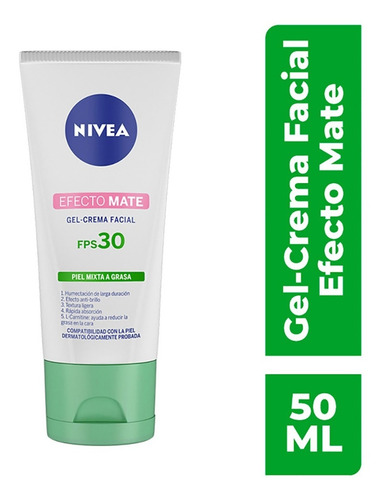 Crema Facial Hidratante Nivea Efecto Mate Con Fps 30 50 Ml