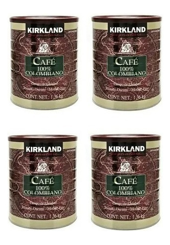 4 Latas De Café Molido Kirkland 100% Colombiano 1.36k 1