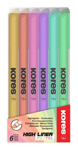 Resaltadores Pastel Kores Delgado Set X6 Colores