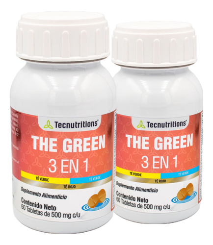 Kit De 2 Suplementos The Green 3 En 1, Tecnu® Metabolismo Sabor Sin Sabor