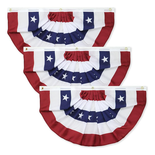 Motiloo 3 X 6 Pies American Pleated Fan Flag, Usa Patriotic 