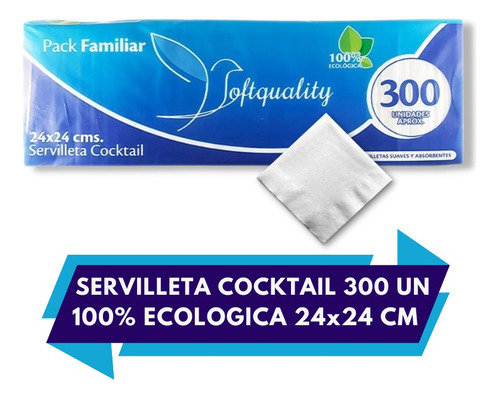 Servilletas Coctel Clasica 300un 100% Ecológicas Oferta  