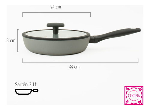 Sartén Hondo 24 Cm Con Tapa Melodía De Moneta + 3 Utensilios
