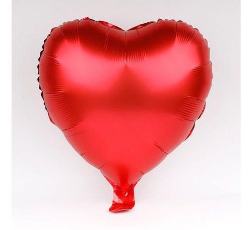 Corazon Metalizado Cromo Rojo 45cm Inflado Con Helio