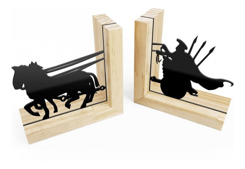 Suporte Aparador Para Livros Pinus Geek Cor Preto e Marrom Claro