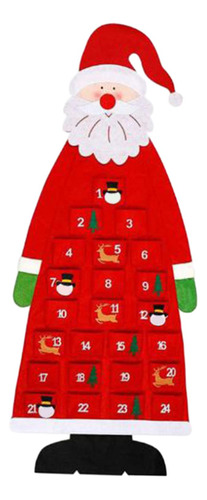 Calendario De Adviento De Papá Noel, Tela De Fieltro Rojo