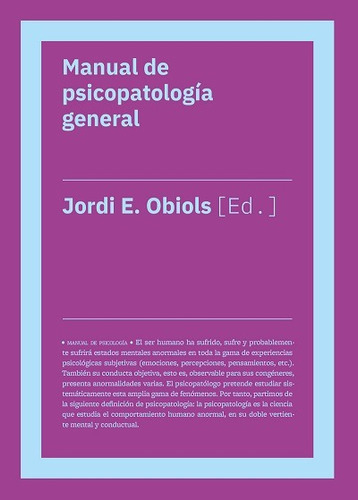 Manual de psicopatología general, (2aE), de Obiols, Jordi. Editorial Biblioteca Nueva, tapa blanda en español, 2022