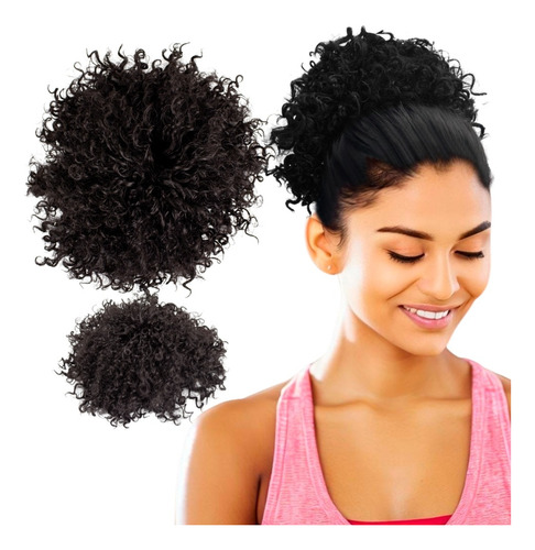 Aplique Coque Afro Puff - 120g/30cm - Textura Natural Weng Cor Coque #2 Castanho Escuro