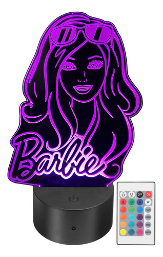 Lámpara Led Barbie Regalo Para Niña Rgb Personalizada