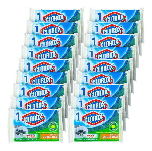 Esponja Lava Trastes Clorox Doble Uso Cocina 18 Pzas