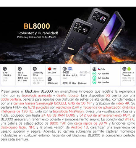 Blackview Bl8000 - Resistente 5g, Ip68, Ip69k Y Mil-std-810h