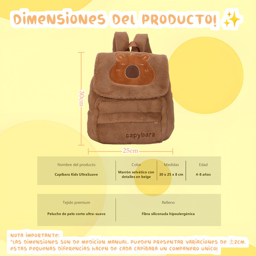 . Mochila Felpa Para Capibara Muñecas Bolsa Mini Informal