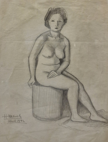 Horacio March - Dibujo A Lapiz Original - Desnudo (Usado)