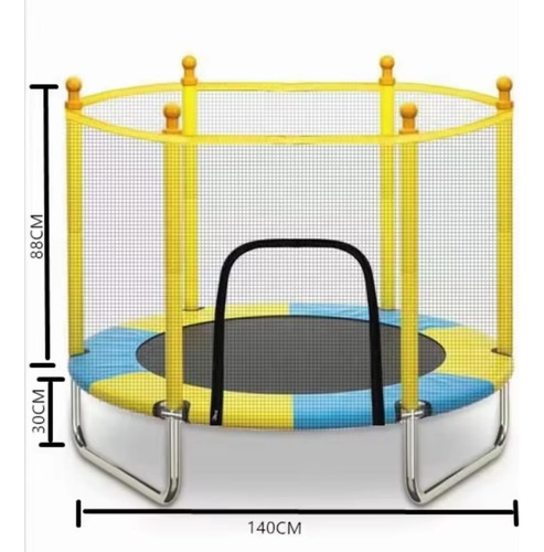 Cama Elástica Infantil 140 Cm Para Niños Negro Amarillo