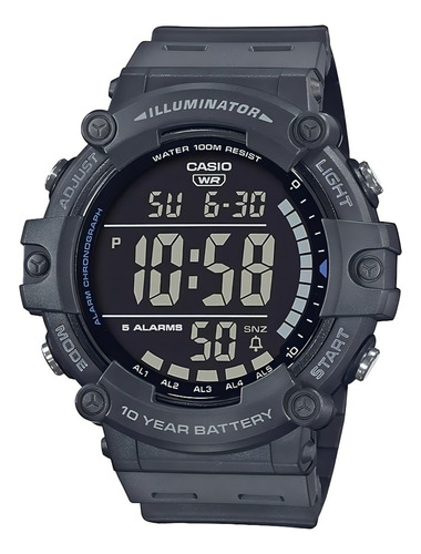 Reloj pulsera Casio AE-1500WH con correa de resina color gris - fondo negro