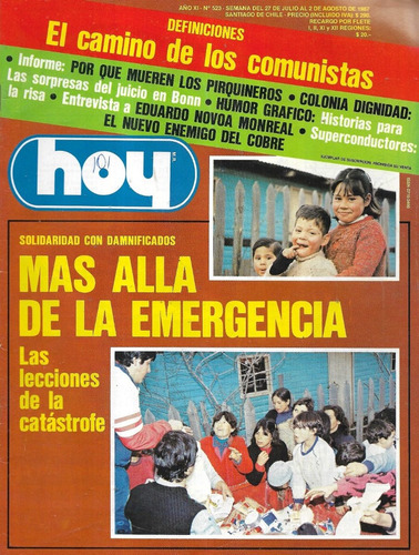 Revista Hoy N° 523 / 27 Julio A 2 Agosto 1987 / Damnificados