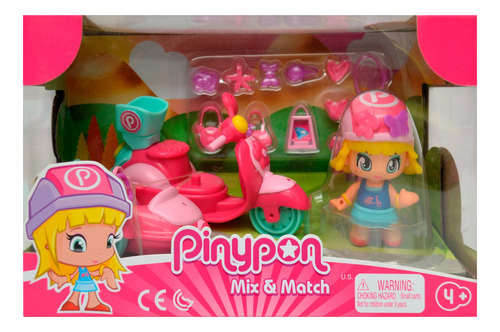 Set Muñeca Pinypon Con Motocicleta Merienda Campo Mix & Max