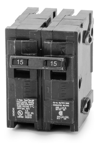 Interruptor Termomagnetico Tipo Qp 2p 15 Amp Siemens Q215
