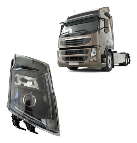 Farol Volvo Fm Fh Fh13 Com Pisca Máscara Negra - Direito