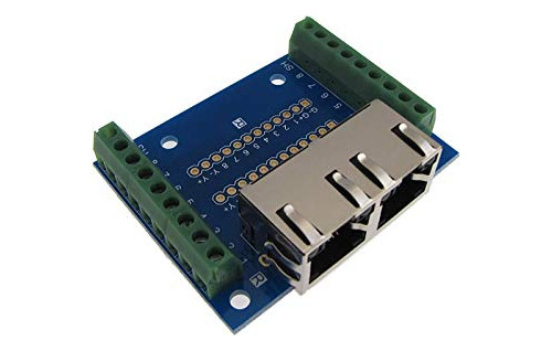 Dual Ethernet Rj45 conector Breakout Board W Led Terminal