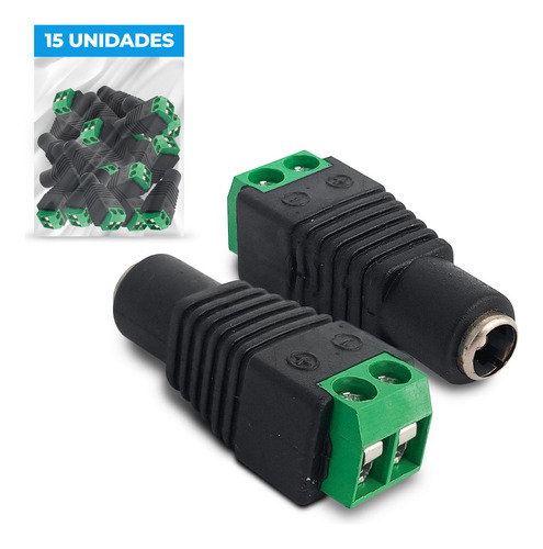 Kit 15x Conector P4 Fêmea Com Borne P/ Cftv Cor