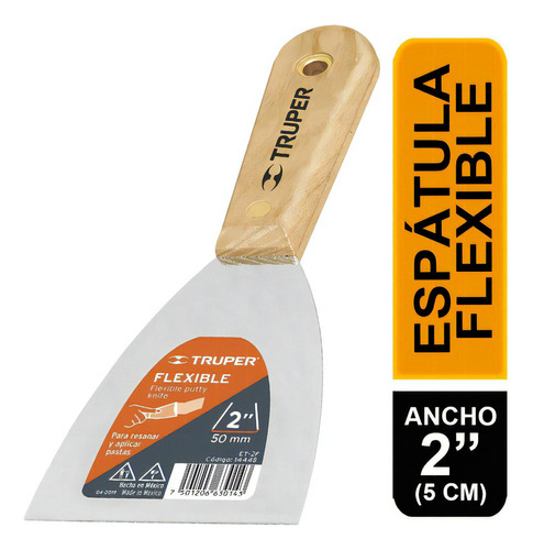Espátula Flexible, Mango De Madera, 2'' Truper 14448