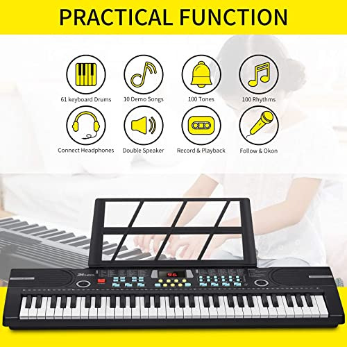 Piano Electrónico 24hocl 61 Teclas, Niños, Adaptador Ul,