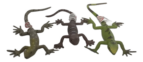 Lagartijas Iguanas Juguete De Goma Dura X 3 Unidades Verde