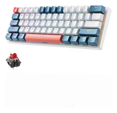 Teclado Mecânico Machenike K500-b61 Red Switch Rgb 60% Branco Inglês Us