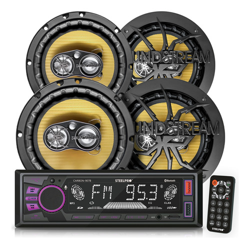 Kit Autoestéreo C-907 Más 4 Bocinas Tarántula 140 Watts Rms