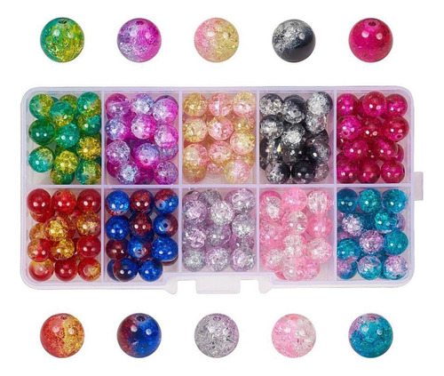 Perlas De Vidrio Craquelado De Colores De 200 X 8 Mm (10)