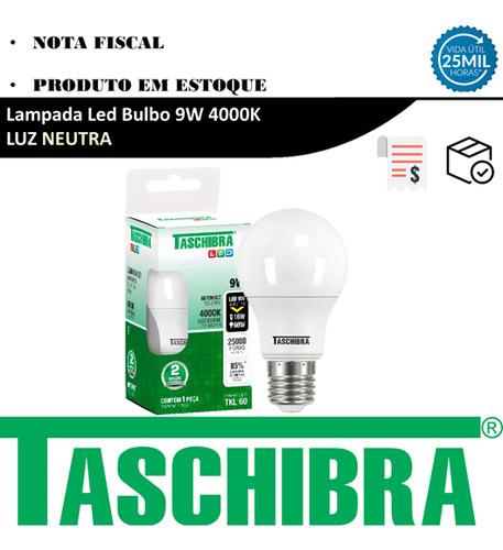 Kit 5 Lampada Led Bulbo 9w Luz Neutra 4000k E27 Bivolt
