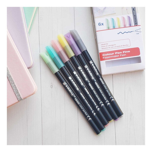Marcadores Punta Fibra Fina Edding Set 6 Tonos Pastel