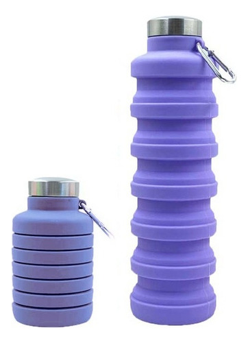 Botella Silicona Plegable 500 Ml Tapa A Rosca - Sheshu Home Color Violeta