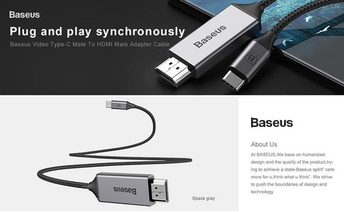 Cable De Video Baseus Tipo C A Hdmi 4k
