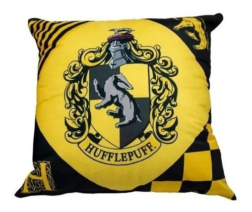 Almofada Lufa-lufa Hufflepuff Harry Potter Aveludada 40x40cm Desenho do tecido Casa Lufa-Lufa