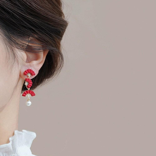 1 Par De Pendientes De Novia En Forma De Abanico De Estilo C
