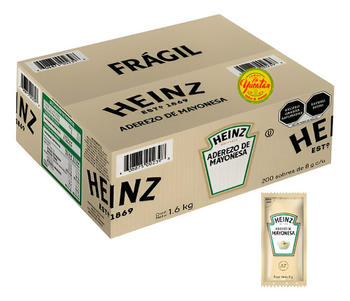 Caja Aderezo De Mayonesa Heinz 200 Sobres De 8g C/u