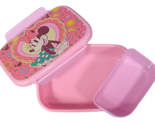 Sandwichera Minnie Con Bandeja Separadora Licencia Oficial Minnie