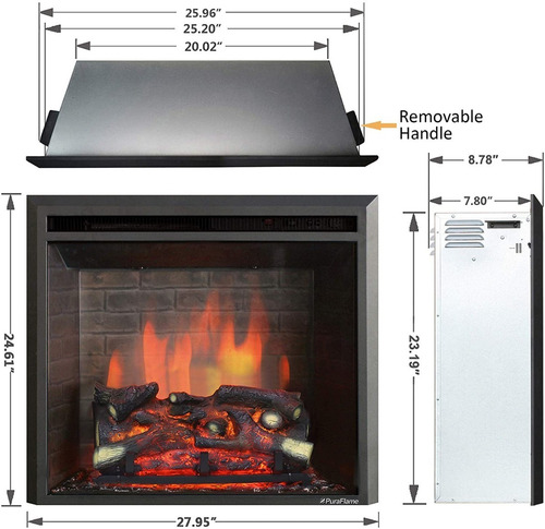 Imagen 2 de 4 de Chimenea Eléctrica - Pura Flame - 28 Pulgadas De Ancho