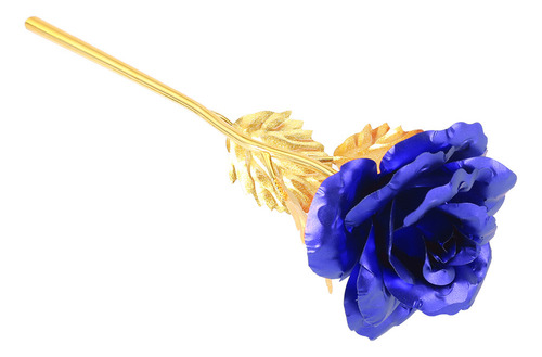 Flor En Lámina De Oro De 24 Quilates, Rosa Azul
