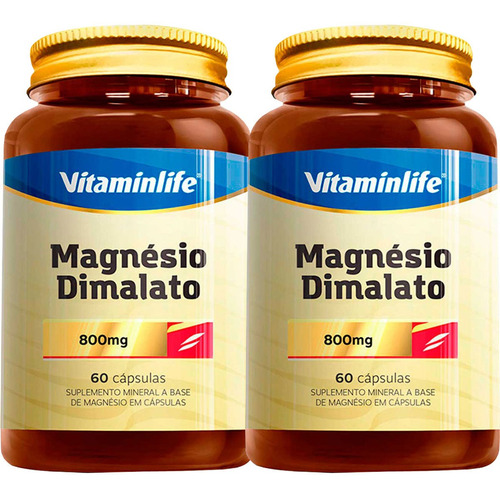 Imagem 1 de 3 de Kit C/ 2 Magnésio Dimalato 800mg 60 Cápsulas - Vitaminlife