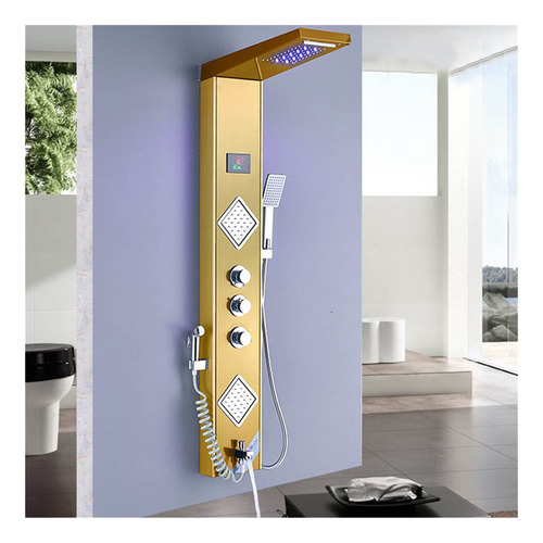 Cascada De Lluvia Led Panel De Ducha Columna De Ducha Negra