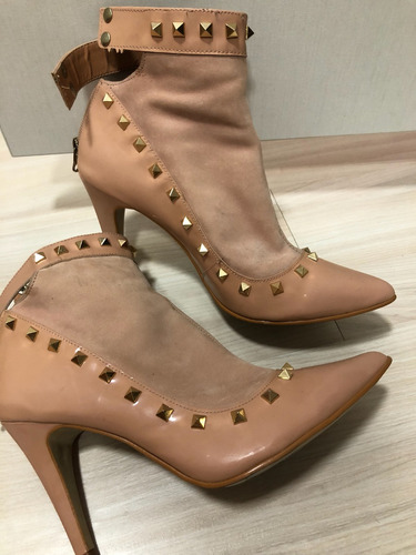 Bota Raphaella Booz Com Nude Rosado Com Spike